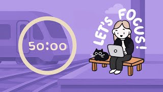 Pomodoro Timer 6x50 (5hrs) | ADHD | Let's get focused! | Lofi + train ambience ♡