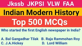 Top 500 MCQs On Indian Modern  History.LEC 2