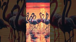 Flamingos at Sunset – Nature’s Ballet in Golden Light 🌅🦩
