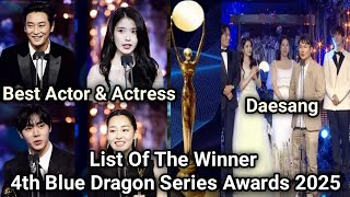 List Of The Winner 4th Blue Dragon Series Awards 2025