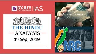'The Hindu' Analysis for 1st September, 2019 (Current Affairs for UPSC/IAS)