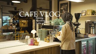 Cafe Vlog | A day in my life as a cafe owner - Baking🥐, Roasting🔥, Latte art☕️