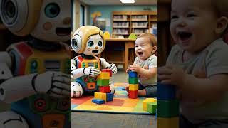 Robot Playing Blocks with Baby at the Library! 🧱🤖 Fun Time!" #robot #nextgenai #automation #ironman
