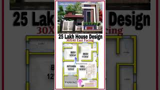 "25 Lakh Home Design: 30x40 East Facing House Plan & 3D Elevation"