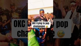 OKC's first time popping champagne 🍾