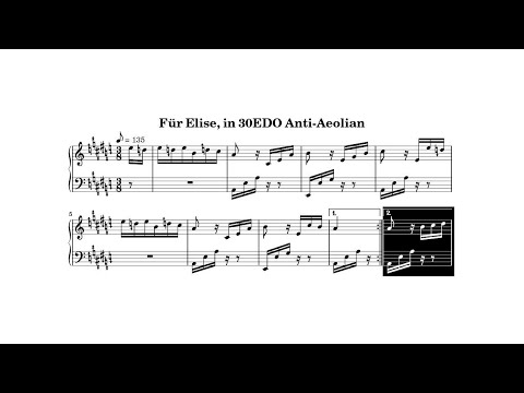 30平均律アンチ・エオリア旋法でベートーヴェンの「エリーゼのために」(Beethoven's Für Elise in 30EDO Anti-Aeolian mode)