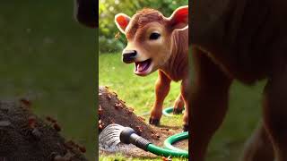Tiny Cow vs. Ant Army – The Ultimate Bug Battle! 🐄🐜💦 #shorts