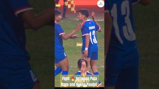 Fight 🔥 between Puja Rana and Rekha Poudel 🇳🇵 vs 🇲🇲 #shorts #fyp #foryou #nepalifootball #fypage