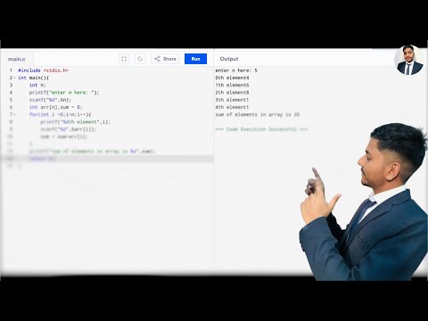 write a program to print the sum of all elements in a array in 🚀C-PROGRAMMING🚀