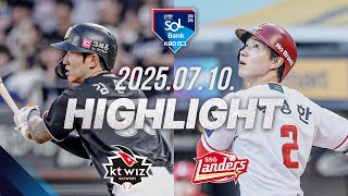 [KT위즈 vs SSG랜더스] 7.10(목) 야구 하이라이트｜2025 신한 SOL뱅크 KBO리그｜KBO X TVING