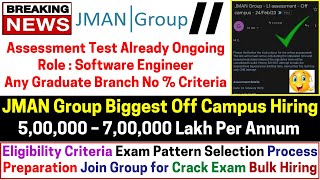 JMAN Group Biggest OFF-Campus Direct Hiring 2023-2020 Batch! 5-7 LPA Salary Test Ongoing Preparation