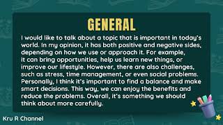 Topic "General" Speaking CEFR B2 Level