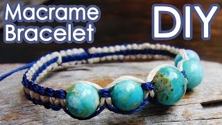 Macrame Two-color Bracelet Tutorial  2色で作る平編みブレスレットの作り方