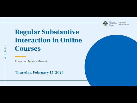 Regular Substantive Interaction in Online Courses