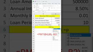 Excel Mein Loan EMI Calculator Kaise Banaye | PMT Formula Full Guide in Hindi #excelshorts #excel