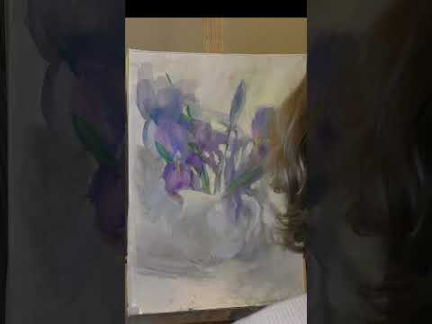 #Antifiart #iris #watercolor & #pastel #timelapsepainting