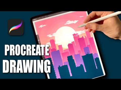 DRAWING CITYSCAPE ILLUSTRATION IN PROCREATE (#shorts)