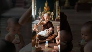 Sleepy Monk Moments You Can't Resist#ai #shorts #cutekids #relaxing #aiart