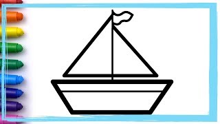 TOY SAILBOAT Drawing and Coloring pages for kids Learn colors | Whoopee Playhouse
