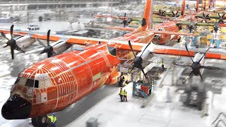 Secret USAF aircraft factory Producing Lockheed C-130 Super Hercules military aircraft Assembly line