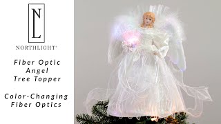 Fiber Optic Color-Changing Angel with Dove Tree Topper - White | Northlight RP97057 | Northlight