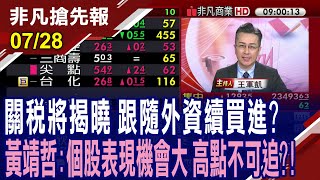 【關稅將揭曉 跟隨外資續買進? 黃靖哲:個股表現機會大 高點不可追?!】20250728(王軍凱×黃靖哲) @ustvhotstock