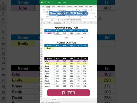 Compare xlookup with filter function in excel #excel #exceltips #exceltricks #shorts