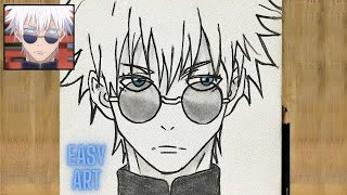 Simple & Easy Steps To Draw Gojo Satoru with Glasses || Learn Easy Anime Drawing Techniques