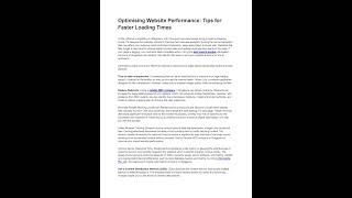 Optimising Website Performance  Tips for Faster Loading Times