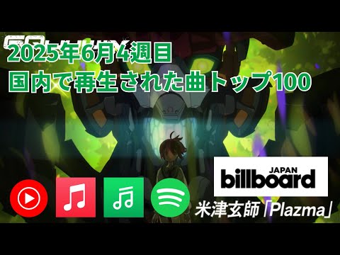 国内で再生された曲トップ100／2025年6月4週目【Billboard JAPAN Hot 100】