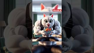 Daddy Cat Drinking Fish Water #cat #funny #cutecat #cat #cartoon #catlovers #viralcats #kitten