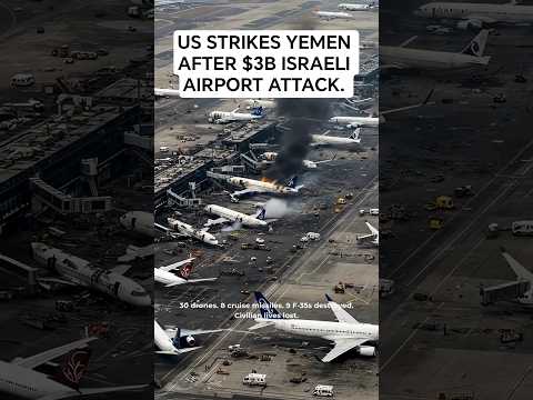 US Strikes Yemen HARD After $3B Israeli Airport Attack #thinkinseconds #shorts  #iranvsisrael