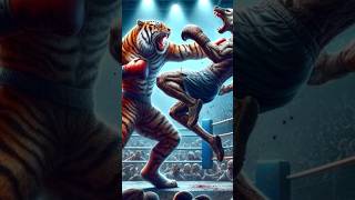 Tiger and Wolf boxing fight 🤣🐯🐺 #tiger #wolf #lobo #viral #shortvideo #animallover #short