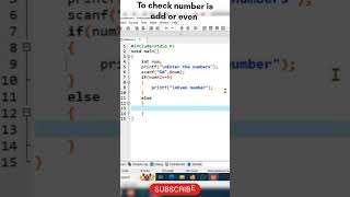 C Program to Check a Number is Odd or Even |#viral #c #learn #coding#Odd even in c