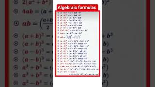 lmportant Algebraic formula  #algebraicformulas #mathshorts #mathreels #shorts #reels