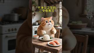 Orange cat makes sushi to catch golden buffalo #cat #aicat #fatcat #orangecat #animals