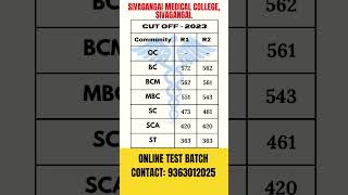 Sivangangai Medical College || CutOff || NEET 2024 ||#tnmedicalselection2024#medicalentrancecoaching