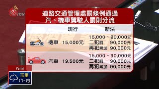 立院通過酒駕加重罰鍰 同車人最高罰3千 2019-04-02 Yami IPCF-TITV 原文會 原視族語新聞