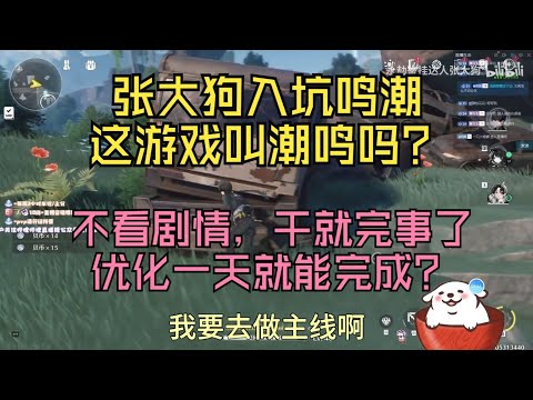 张大狗入坑鸣潮：这游戏叫潮鸣还是鸣潮啊，谁看剧情啊，干就完事了，游戏优化一天就完成了？