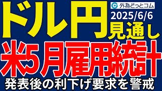 ドル円、米5月雇用統計の注目点を解説！発表後のトランプ大統領による利下げ要求にも注意（今夜のFX予想）2025/6/6 #外為ドキッ