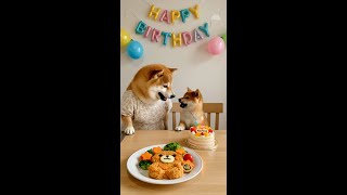 なつの誕生日をお祝いしたワン🐶 #柴犬はるの子育て日記 #柴犬#赤ちゃん #わんこ #犬 #癒し #shiba #shibainu #dog #ai #ai生成