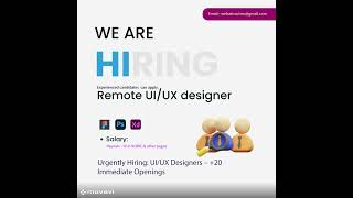 #UIUX  #Hiring  #Freelance  #DesignJobs   #UIUXDesigner  #UXDesign  #UIDesign  #JobOpening