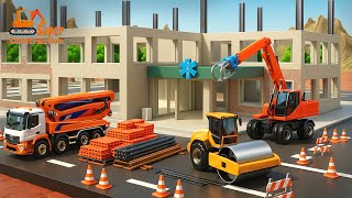 Construction Works: Roller & Cement Mixer Build a Giant Modern Hospital