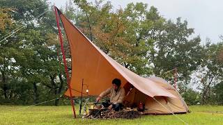 Rainy Camping Compilation: Relaxing solo camping with the sound of rain hitting the tent and tarp