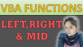 VBA Functions | LEFT | RIGHT | MID | Important Functions in VBA | VBA Tutorial