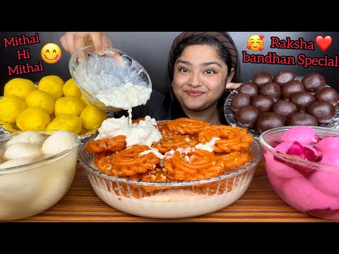 RAKHSHABANDHAN SPECIAL🤩 2 KG IMARTI WITH RABDI, RASGULLA, KALA JAMUN, ROSE RASGULLA & RAJBHOG | ASMR