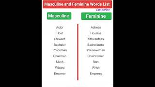Masculine and Feminine Words #eduction #shorts