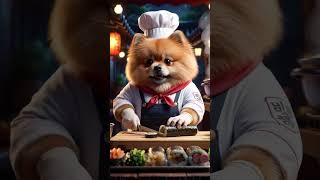 Adorable Dog Chef Rolls & Slices Kimbap in Style! 🍙✨ #pets #aipuppy #koreanfood