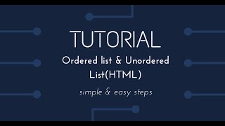 Ordered list and Unordered list using html