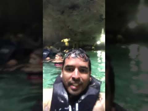 Swimming in Aktun Chen Cenote